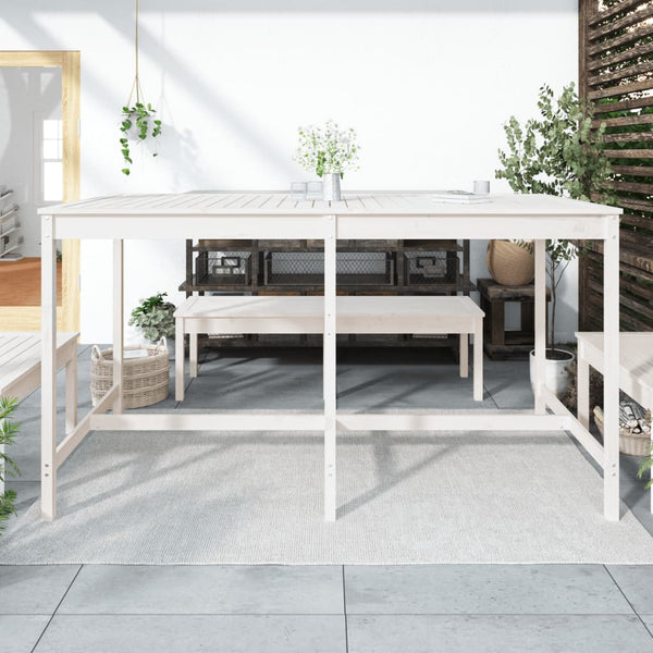 Gartentisch Weiß Kiefer Massivholz 203,5 cm