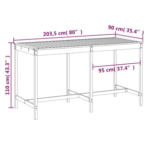 Gartentisch Honigbraun Kiefer Massivholz 203,5 cm