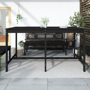 Schwarzer Gartentisch Kiefer Massivholz 203,5 cm