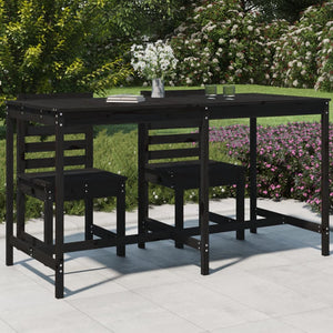 Schwarzer Gartentisch Kiefer Massivholz 203,5 cm