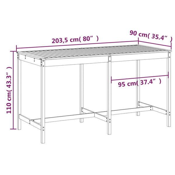 Massiver Gartentisch aus Douglasie, 203,5 cm