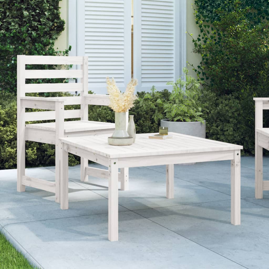 Weißer Gartentisch Kiefer Massivholz 82,5x82,5 cm