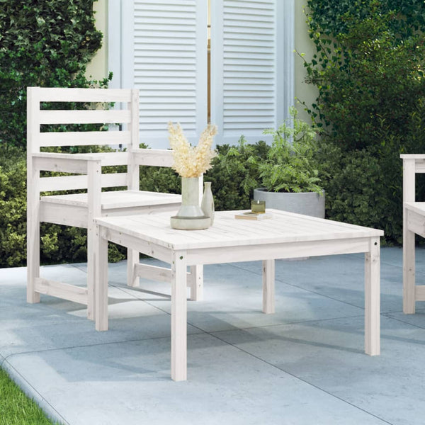 Weißer Gartentisch Kiefer Massivholz 82,5x82,5 cm