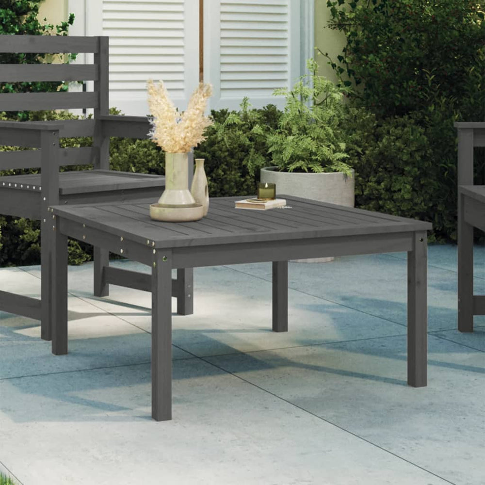 Grauer Gartentisch Kiefer Massivholz 82,5x82,5 cm
