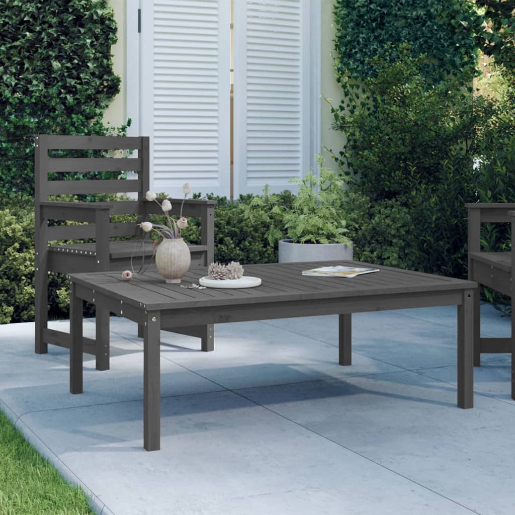 Grauer Gartentisch aus Kiefernholz 121x82,5 cm