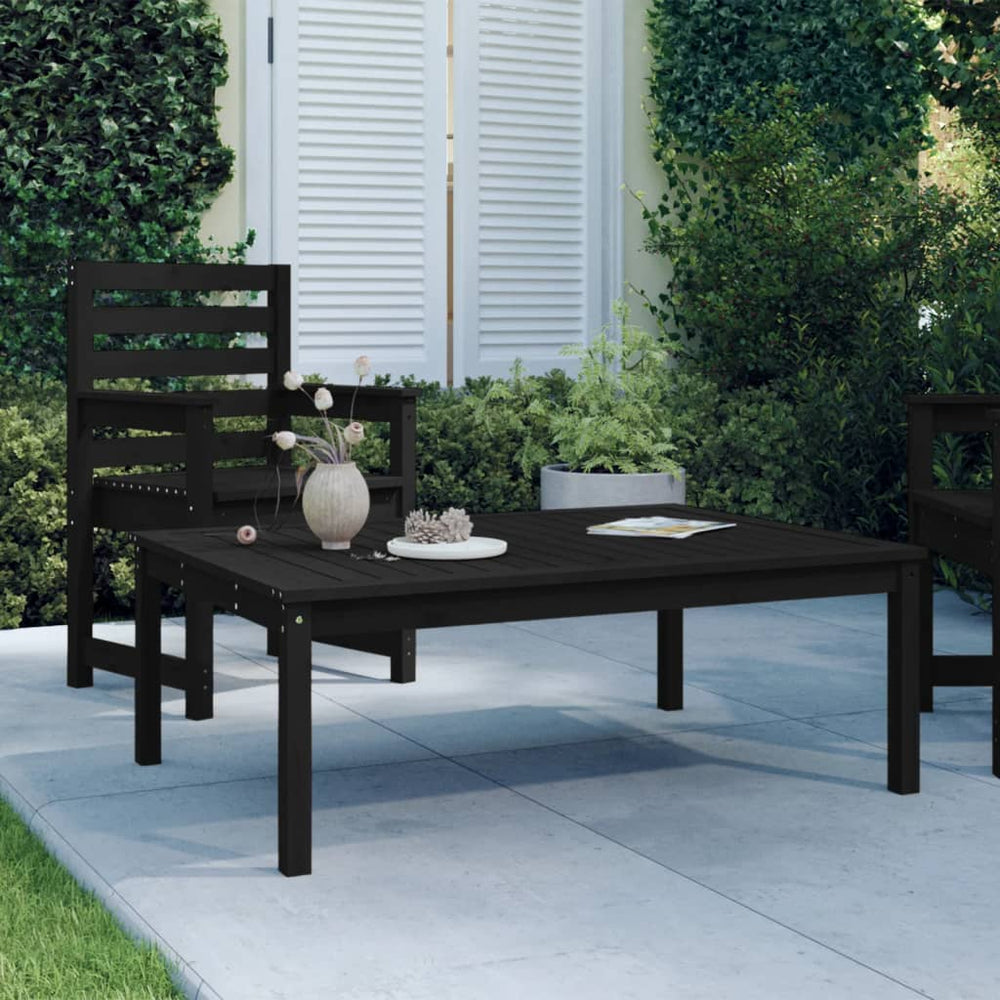 Schwarzer Gartentisch Kiefer Massivholz 121x82,5 cm