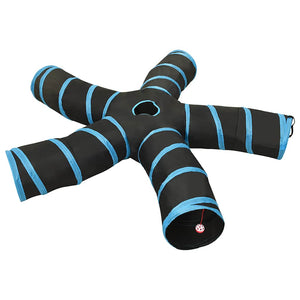 Katzentunnel 5-Wege Schwarz und Blau 25 cm Polyester