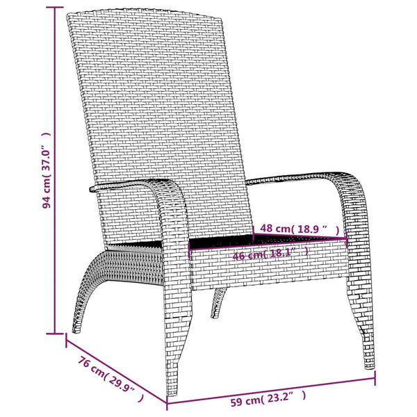 Adirondack Gartenstuhl Grau Polyrattan