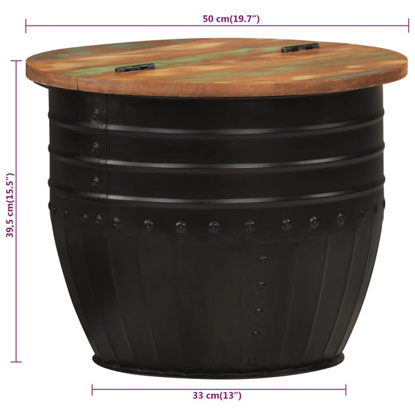 Schwarzer Couchtisch Altholz 50x39,5 cm