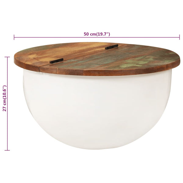 Weißer Couchtisch Altholz 50x27 cm