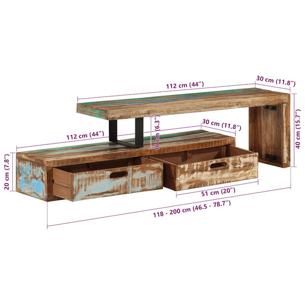 TV-Ständer Massivholz Altholz 118-200 cm