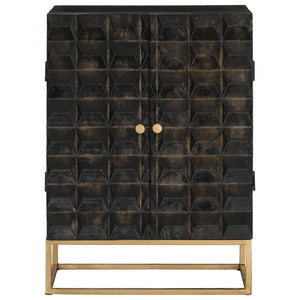 Schwarzes Sideboard Mango Massivholz 55x75 cm