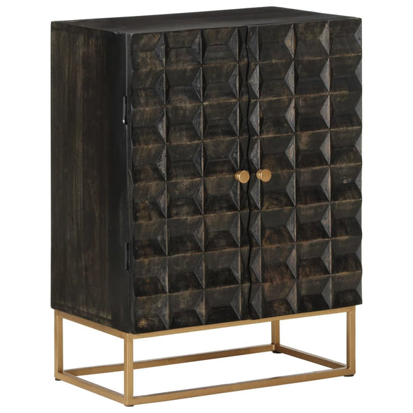 Schwarzes Sideboard Mango Massivholz 55x75 cm