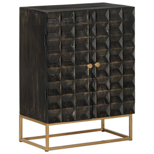 Schwarzes Sideboard Mango Massivholz 55x75 cm
