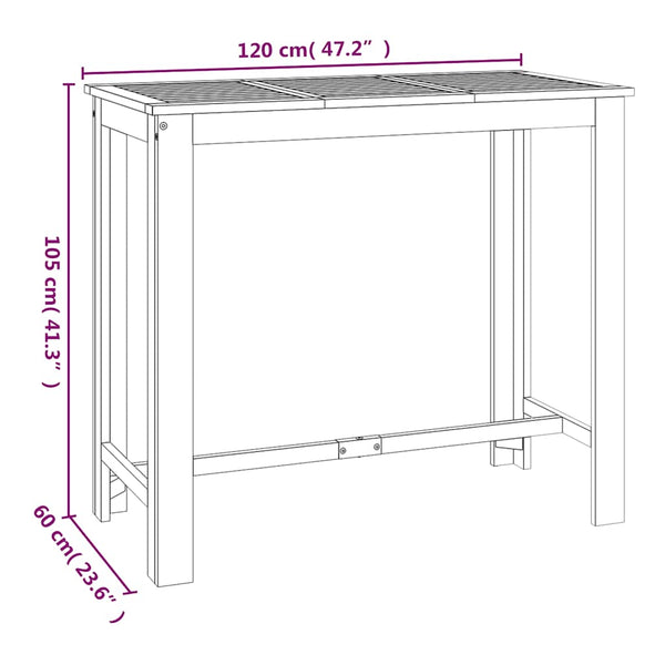 Akazienholz Garten Bartisch 120x60 cm