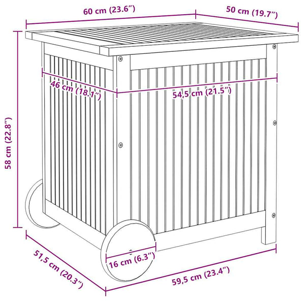 Gartentruhe Akazie Massivholz 60x50x58 cm