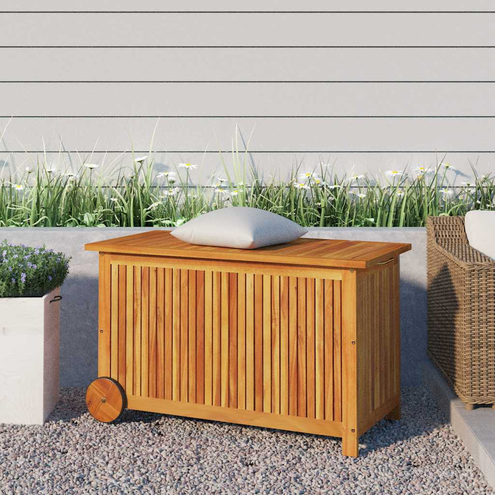 Gartentruhe Akazie mit Rollen 90x50x58cm