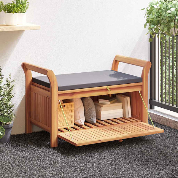 Garten Truhenbank Akazie mit Kissen 91cm