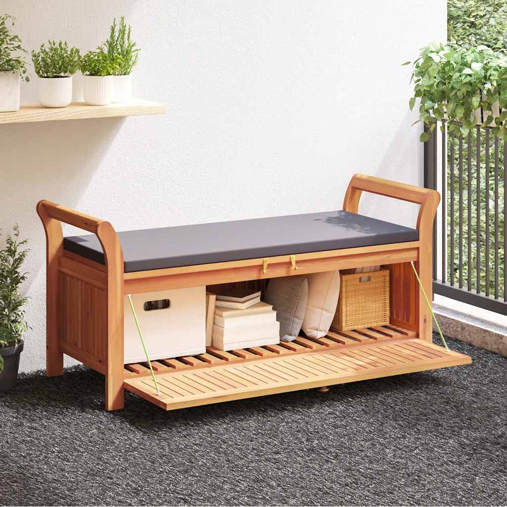 Garten Truhenbank Akazie mit Kissen 126cm