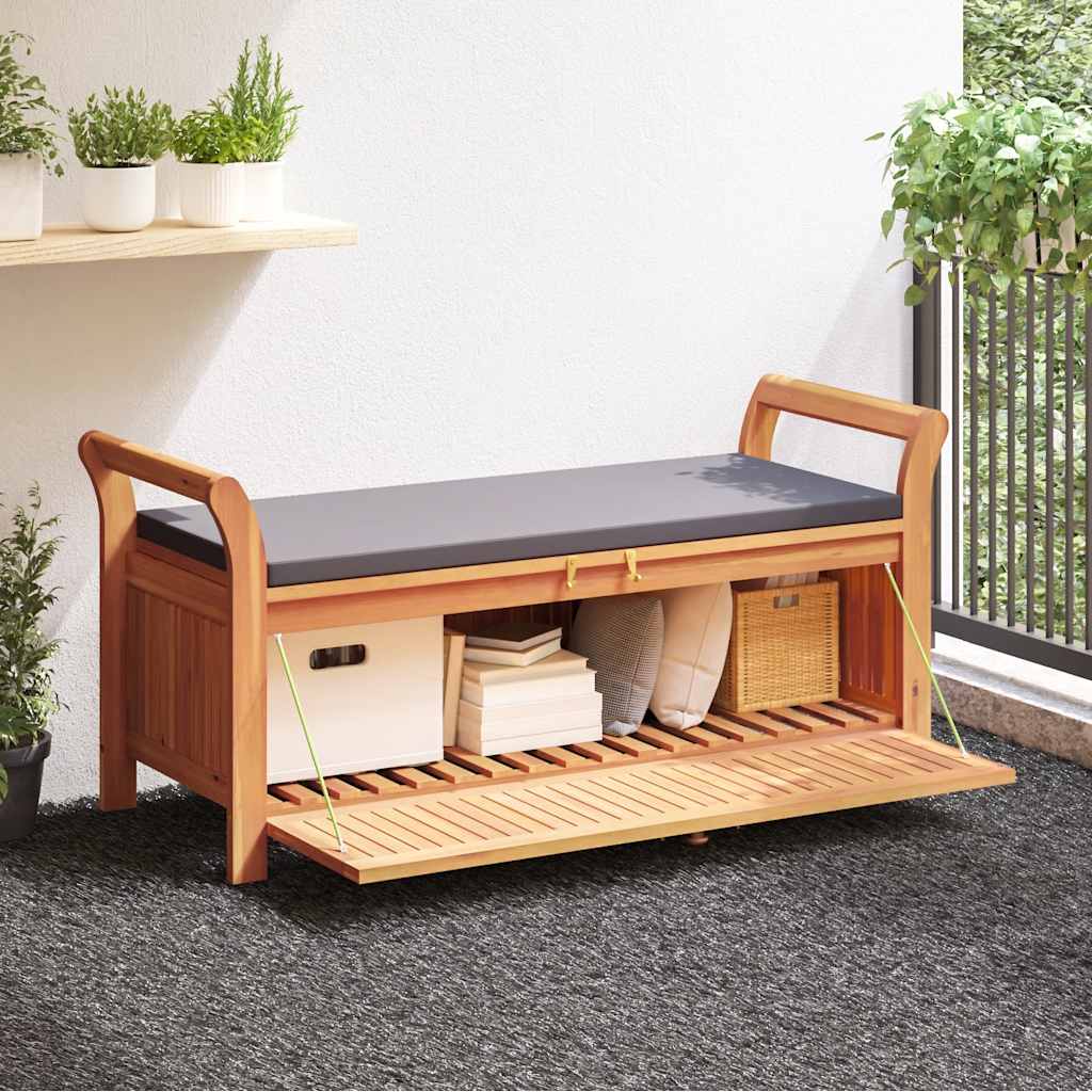 Garten Truhenbank Akazie mit Kissen 126cm