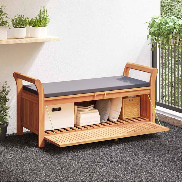 Garten Truhenbank Akazie mit Kissen 126cm