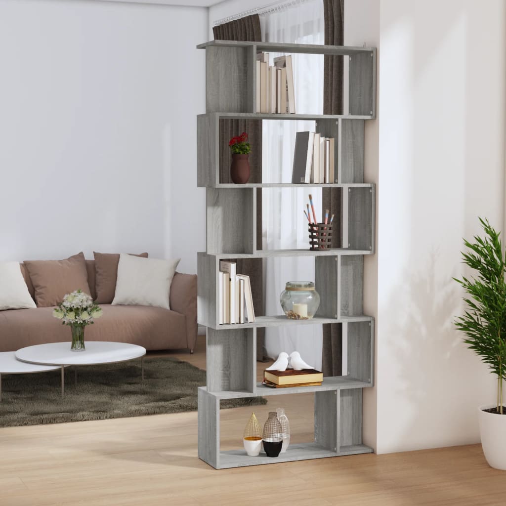 Bücherregal Raumteiler Grau Sonoma 80x192 cm