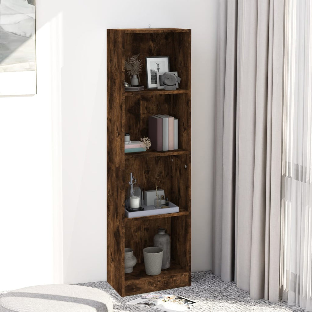 vidaXL Bibliothèque à 4 étagères Chêne fumé 40x24x143 cm Bois d'ingénierie