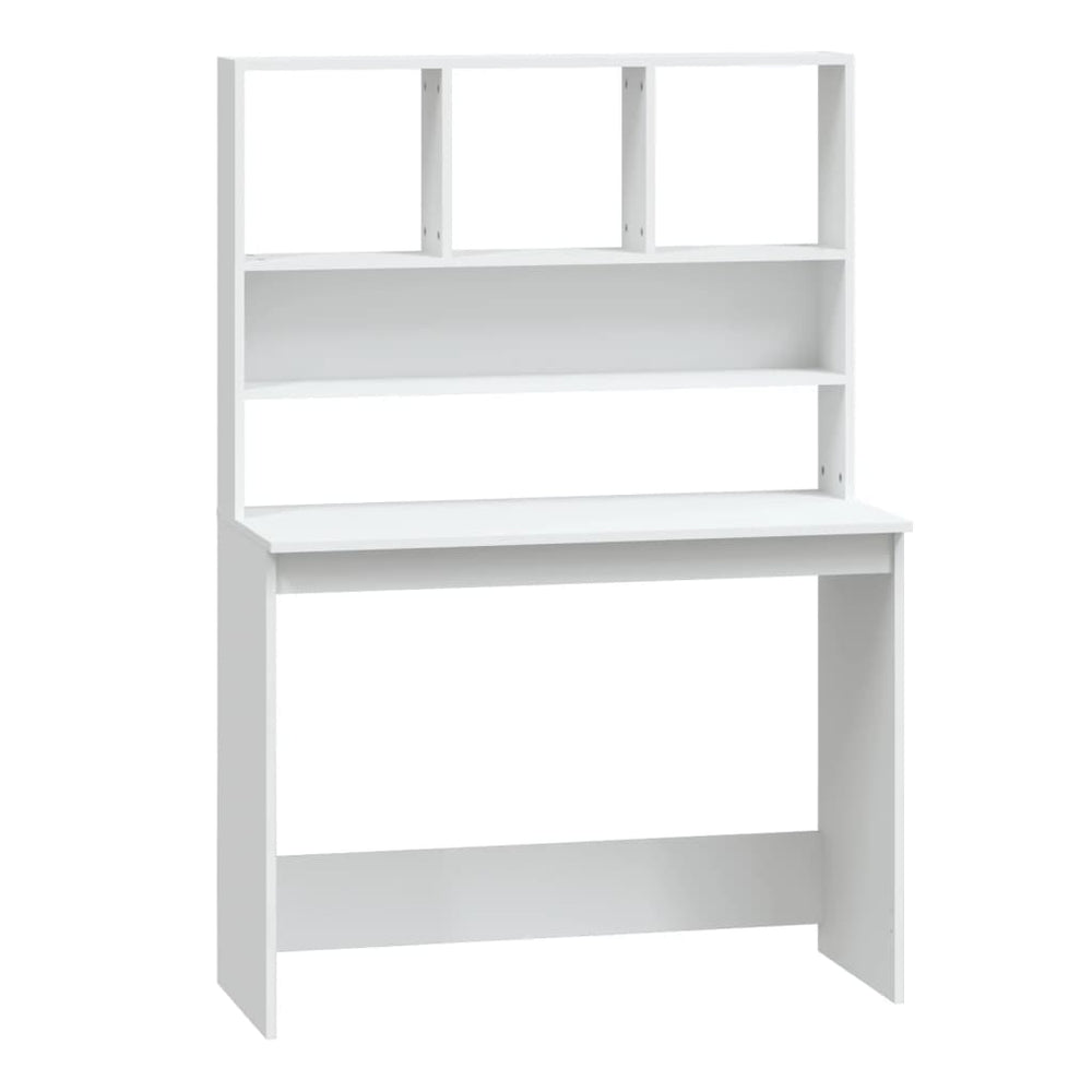 Schreibtisch mit Regal, Weiß, 102 cm