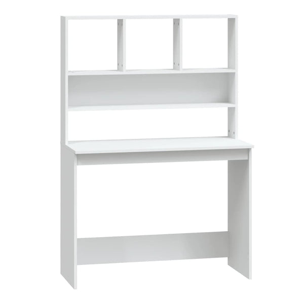 Schreibtisch mit Regal, Weiß, 102 cm