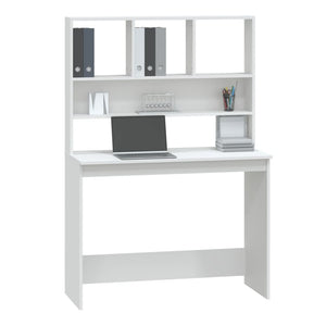 Schreibtisch mit Regal, Weiß, 102 cm