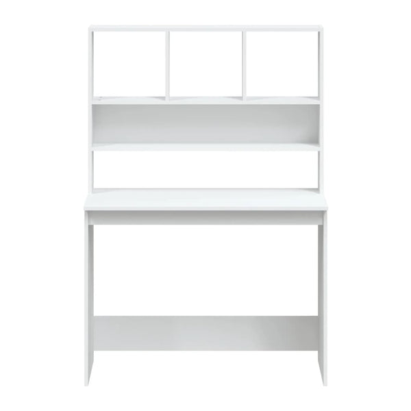 Schreibtisch mit Regal, Weiß, 102 cm