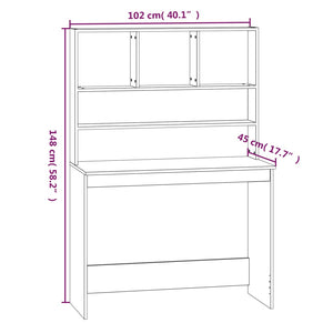 Schreibtisch mit Regal, Weiß, 102 cm
