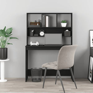 vidaXL Bureau avec étagère Noir 102x45x148 cm Bois d'ingénierie