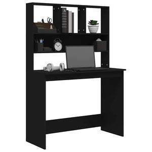 vidaXL Bureau avec étagère Noir 102x45x148 cm Bois d'ingénierie