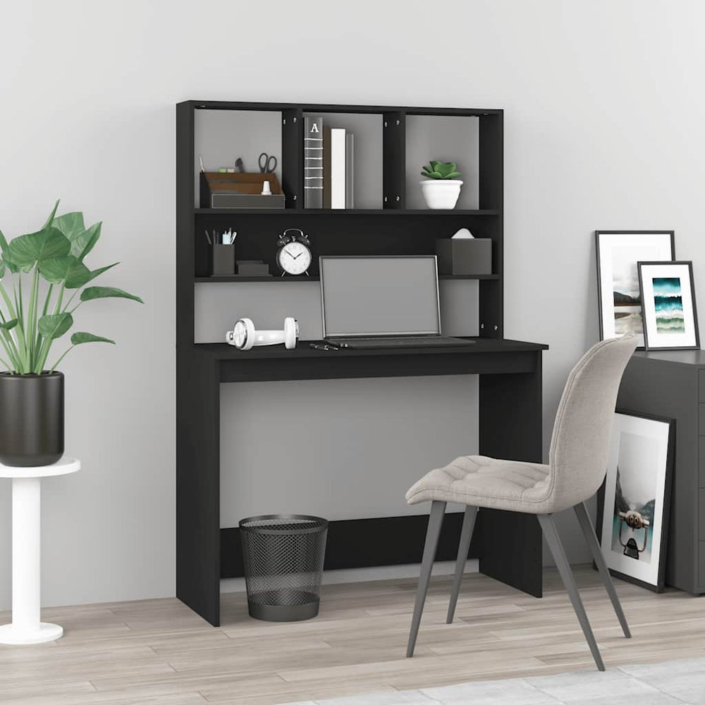 Schreibtisch mit Regal, Schwarz, 102cm