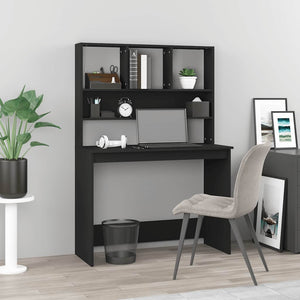 vidaXL Bureau avec étagère Noir 102x45x148 cm Bois d'ingénierie