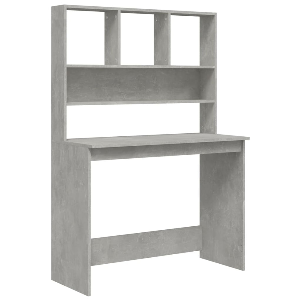 Schreibtisch mit Regal Betongrau 102 cm