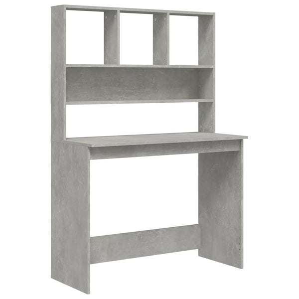 Schreibtisch mit Regal Betongrau 102 cm