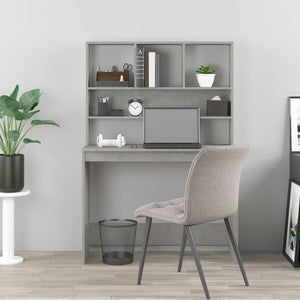 Schreibtisch mit Regal Betongrau 102 cm
