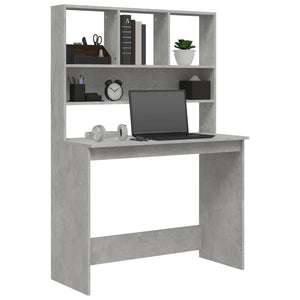 Schreibtisch mit Regal Betongrau 102 cm