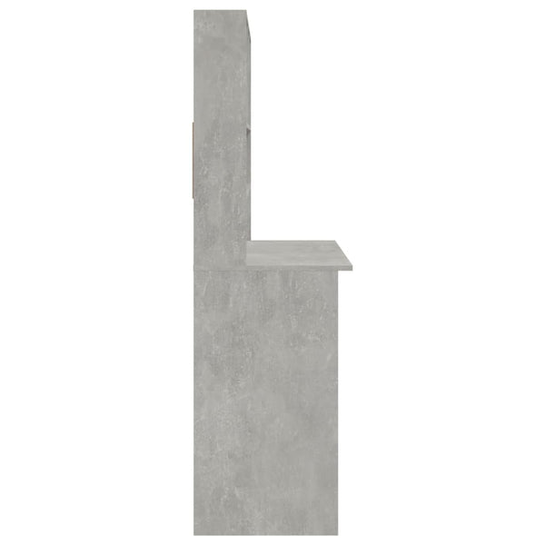 Schreibtisch mit Regal Betongrau 102 cm