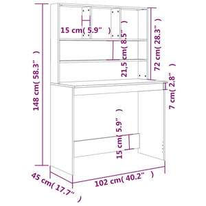 Schreibtisch mit Regal Betongrau 102 cm