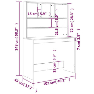 Schreibtisch mit Regal Räuchereiche 102 cm