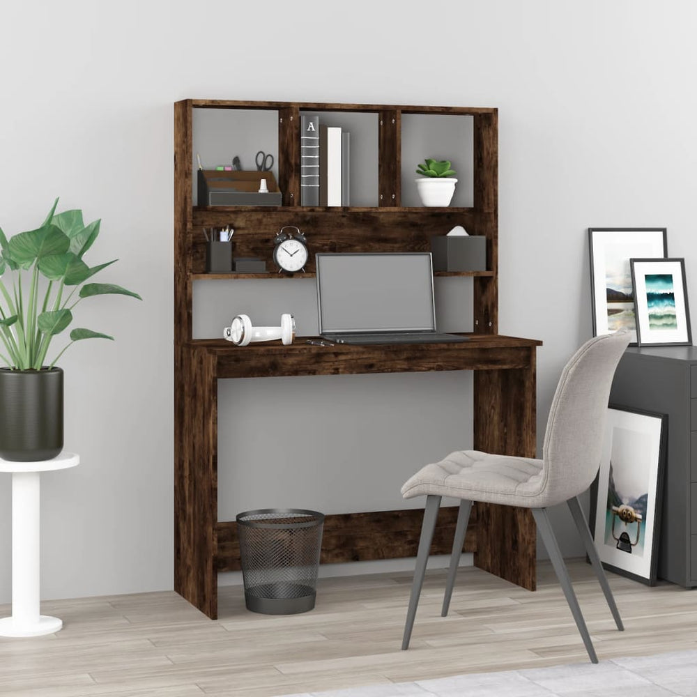 Schreibtisch mit Regal Räuchereiche 102 cm