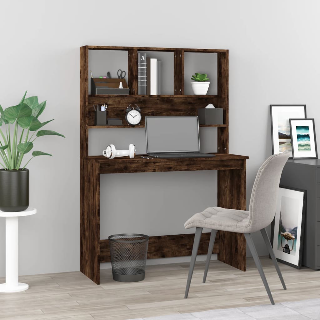 Schreibtisch mit Regal Räuchereiche 102 cm