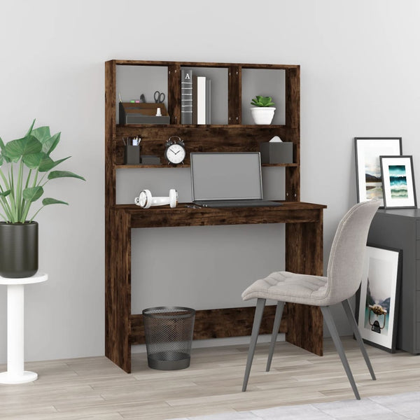 Schreibtisch mit Regal Räuchereiche 102 cm