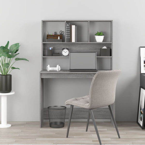 Schreibtisch mit Regal Grau Sonoma 102 cm