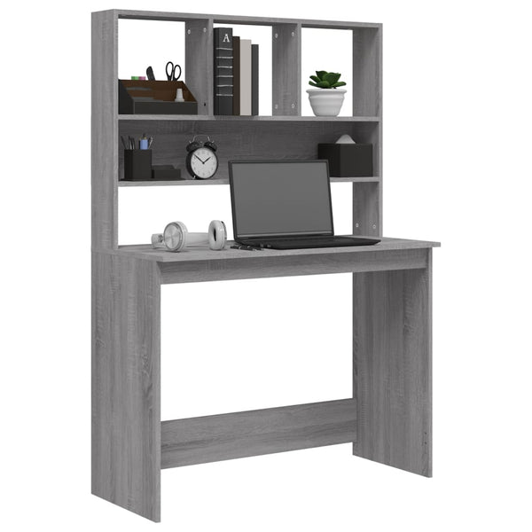 Schreibtisch mit Regal Grau Sonoma 102 cm