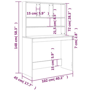 Schreibtisch mit Regal Grau Sonoma 102 cm