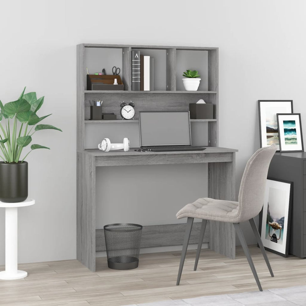 Schreibtisch mit Regal Grau Sonoma 102 cm